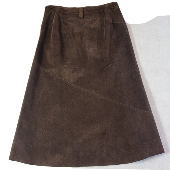 MaxMara-Weekend Women's Brown lined Genuine Leather Skirt Size 8 EUC - Picture 3 of 6